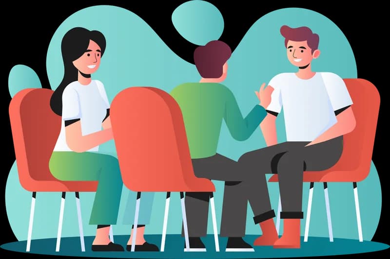 Ilustración de pareja en sesión de comunicación